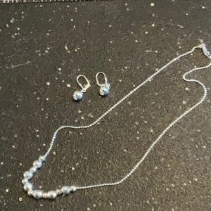 Sterling silver (925 Stamped) Disco Ball 18” necklace and earring set.